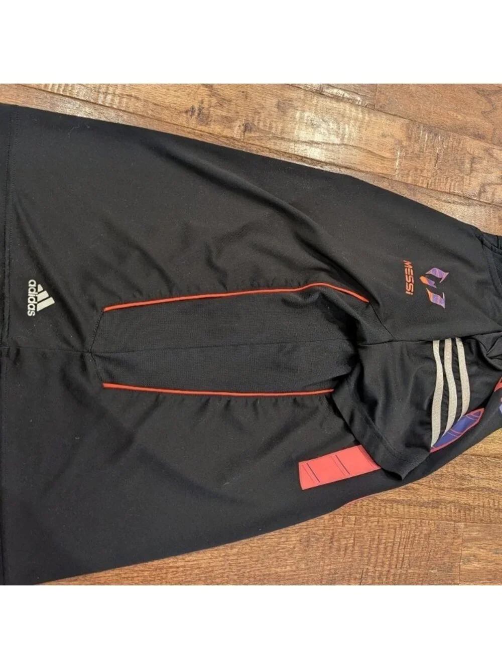 Adidas Soccer Jersey Messi 10 Black Pink & Purple Iridescent 3 Stripe Kids Sz L